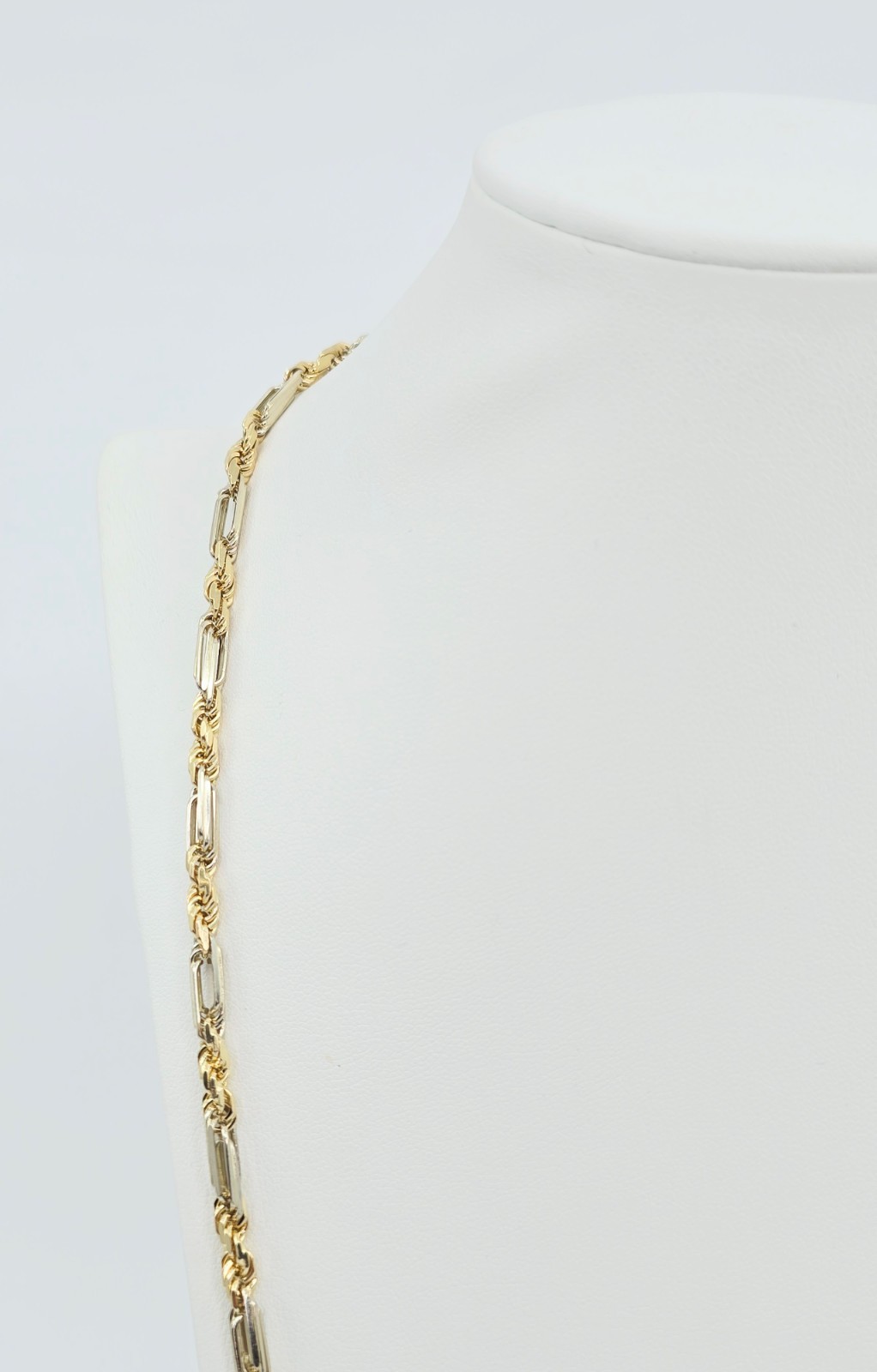 14K Two Tone Multi Color Gold Designer Milano Rope Chain Necklace – 26.5″ Length