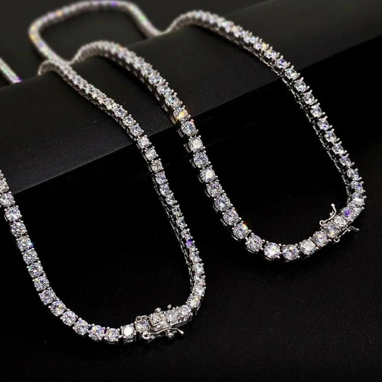 12.40Ct Round Cut Lab Grown Diamond Men’s Tennis Necklace 14k White Gold Plated