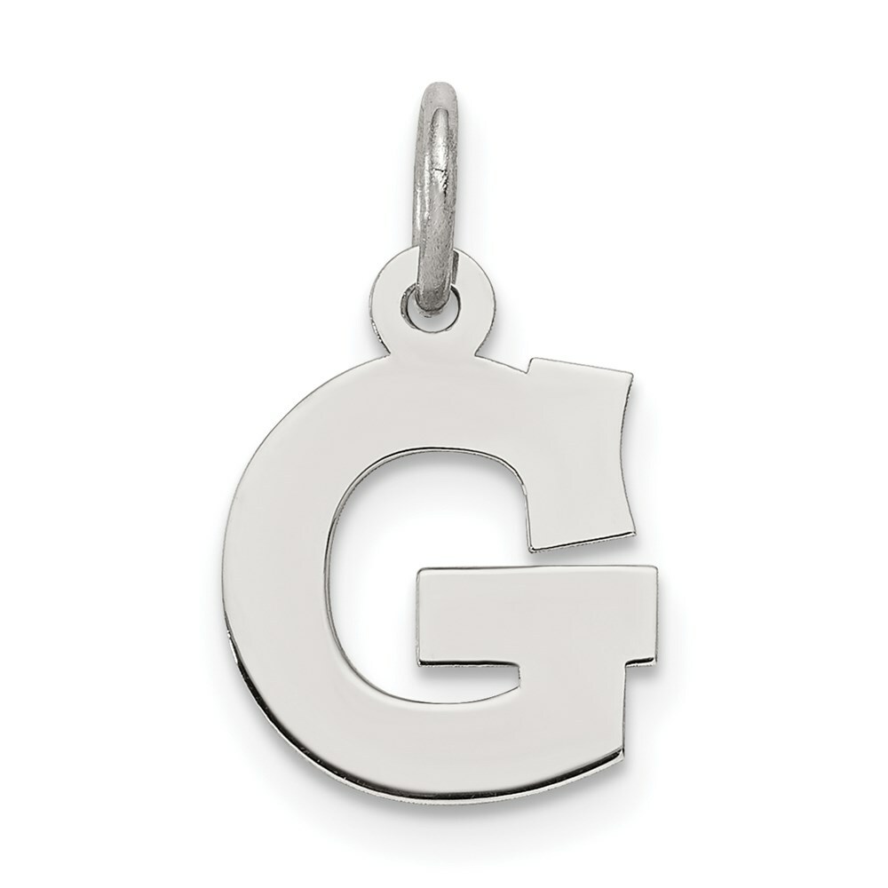 Sterling Silver 925 Small Block Letter G Initial Charm Pendant 0.63 Inch