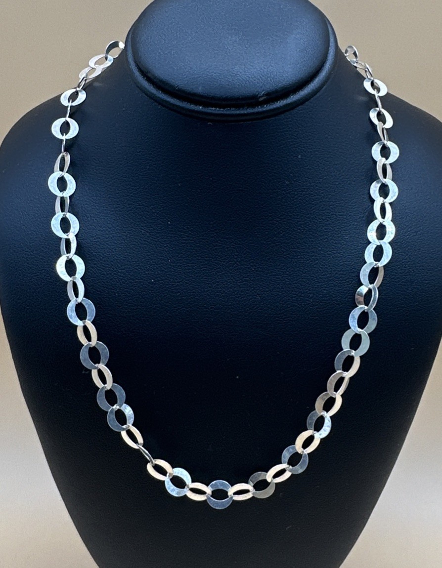 MILOR 950 Sterling Silver Flat Circle Open Link Chain Necklace