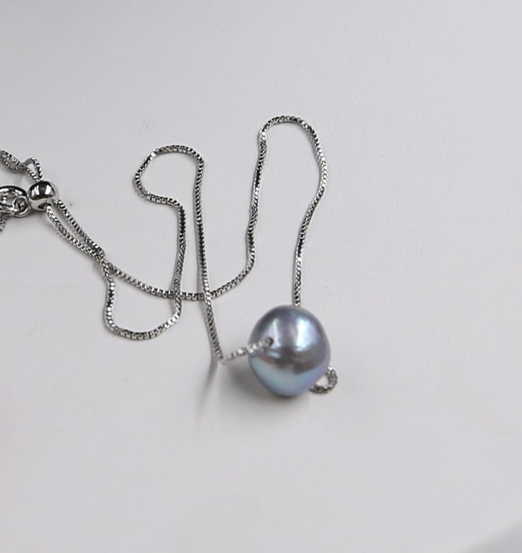 June Pearl South Sea Natural 10-12 mm Grey 18 ” Pearl Necklace 925s