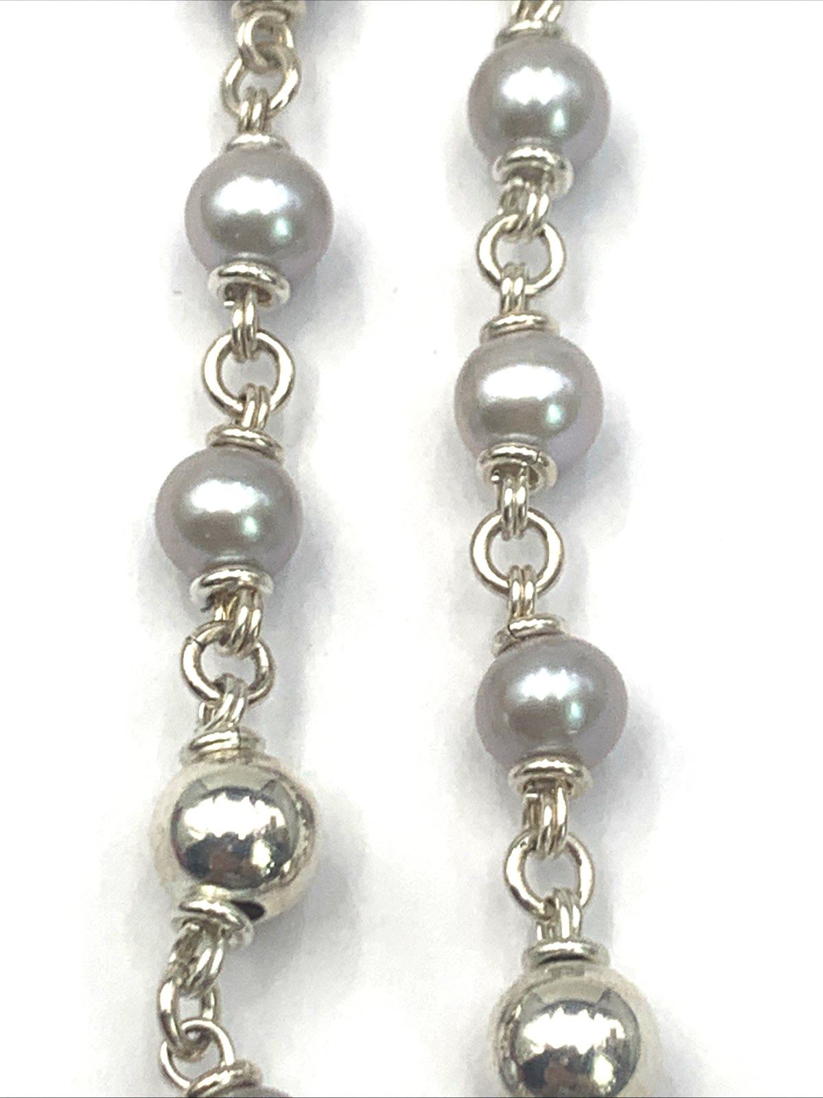 Michael Dawkins Sterling Silver and Gray Pearl Necklace 18″