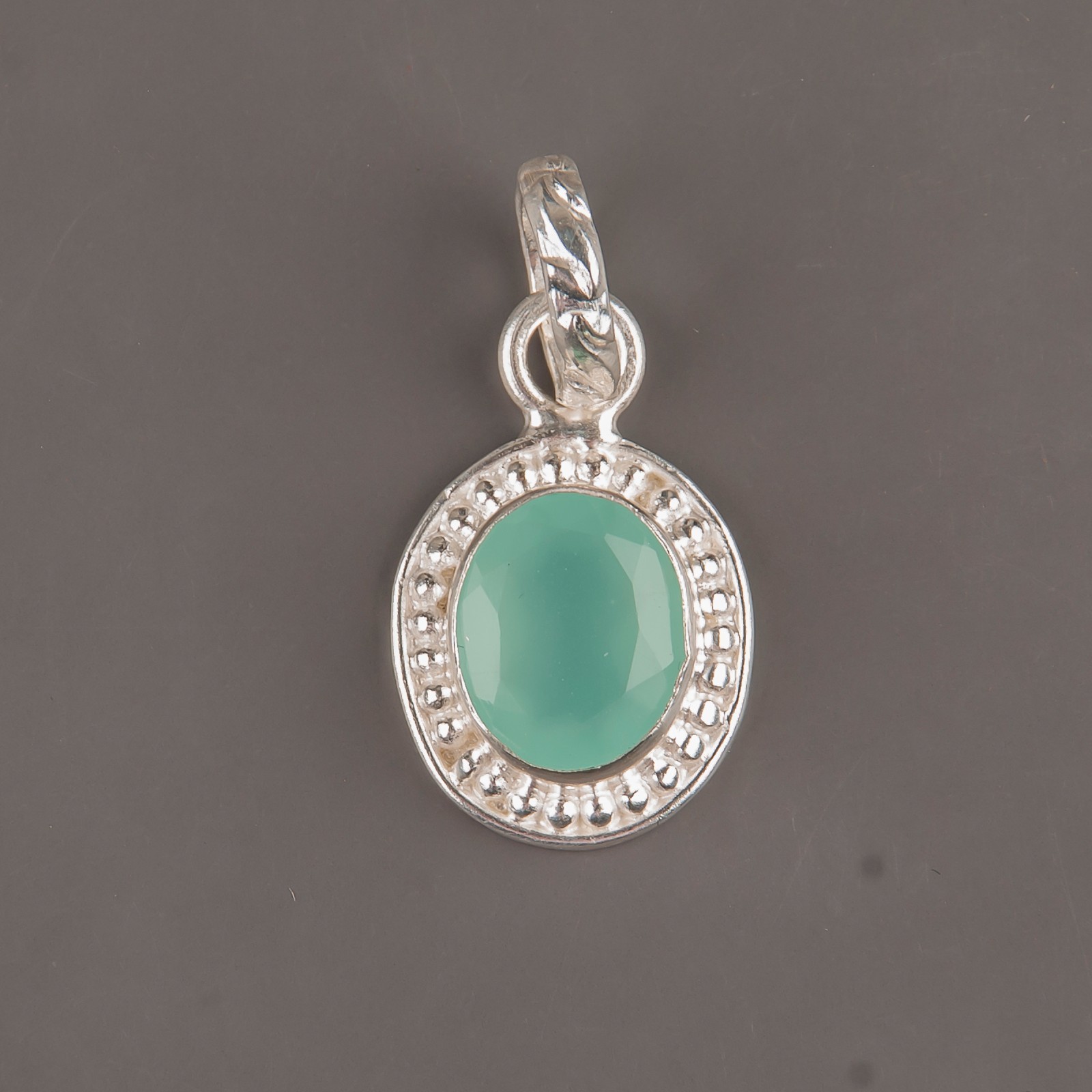 Aqua Chalcedony Gemstone 925 Sterling Silver Necklace Pendent1.20″ Gift For Wife