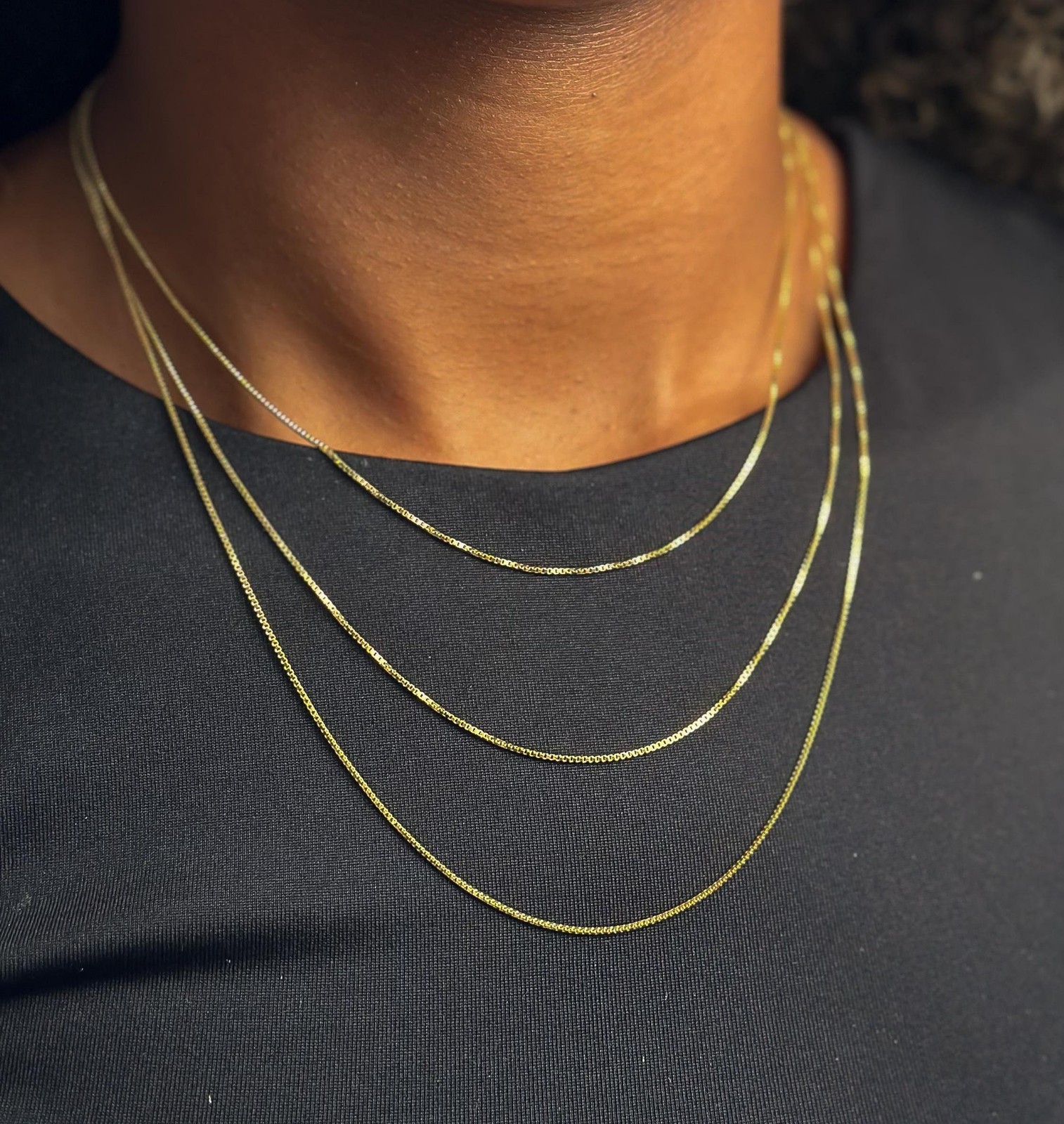 Box Chain Necklace 14k Solid Gold 1mm Dainty Women 16 18 20 Inch