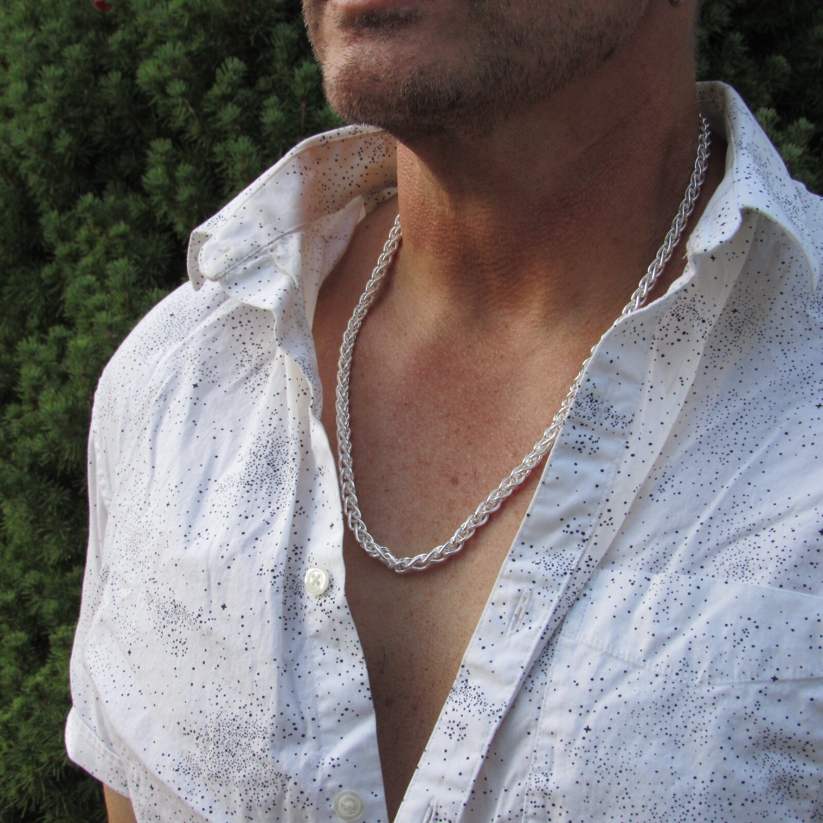 6MM Thick Mens Solid 925 Sterling Silver Italian Spiga Wheat Chain Necklace
