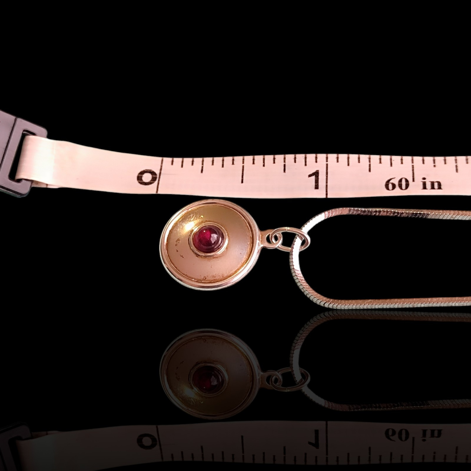 Shube Sterling Silver & Red Garnet Necklace Vintage Minimalist 925 20in