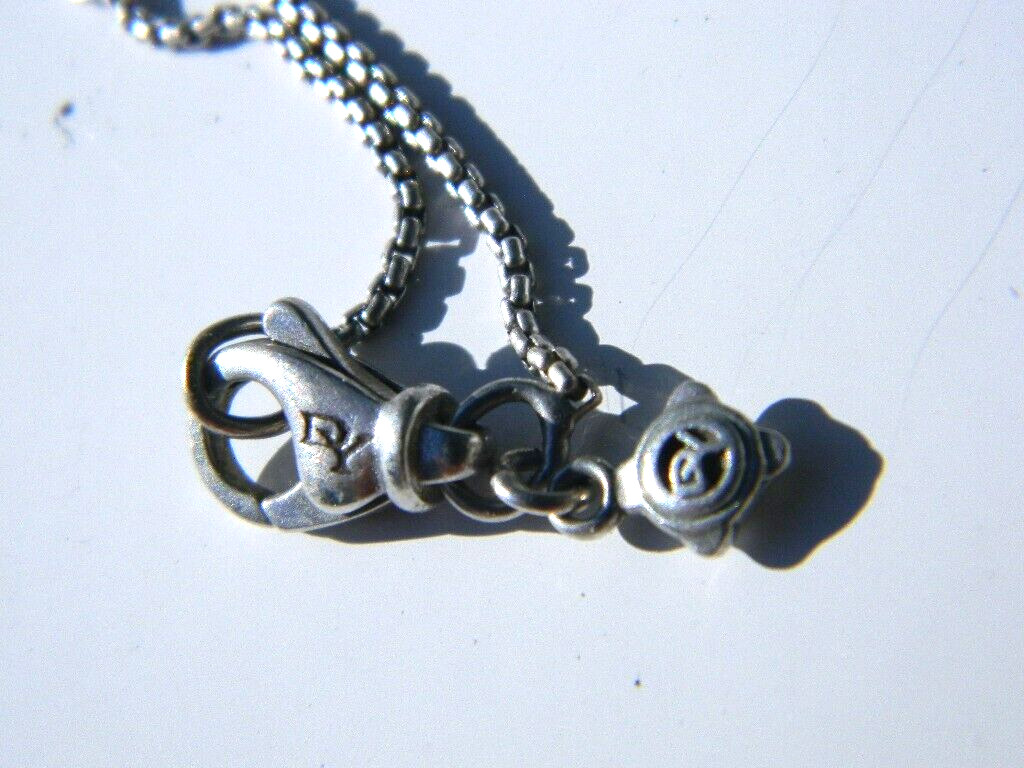David Yurman Sterling Silver Pave Diamond Pendant Necklace 18”