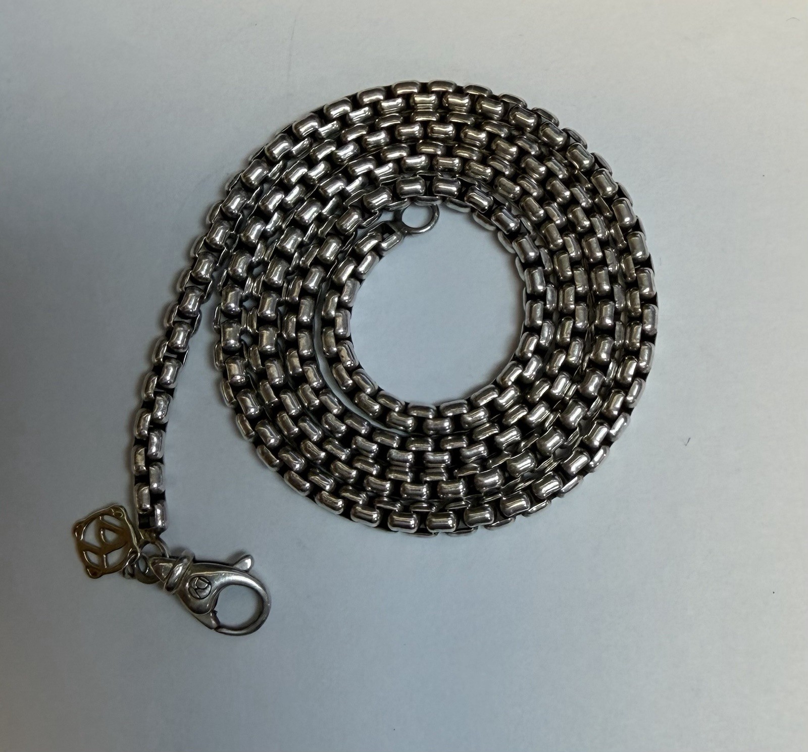David Yurman Sterling Silver 20″ Box Chain Necklace Lobster Clasp 3.5mm Thick