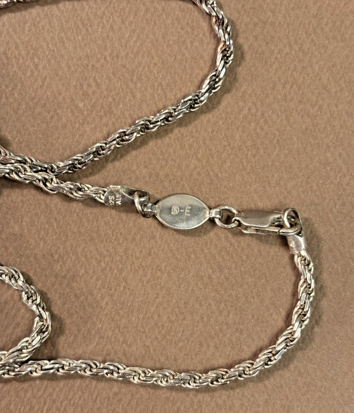 Vintage Solid Sterling Silver Rope Chain Necklace 22” Italy 925 marked 15g