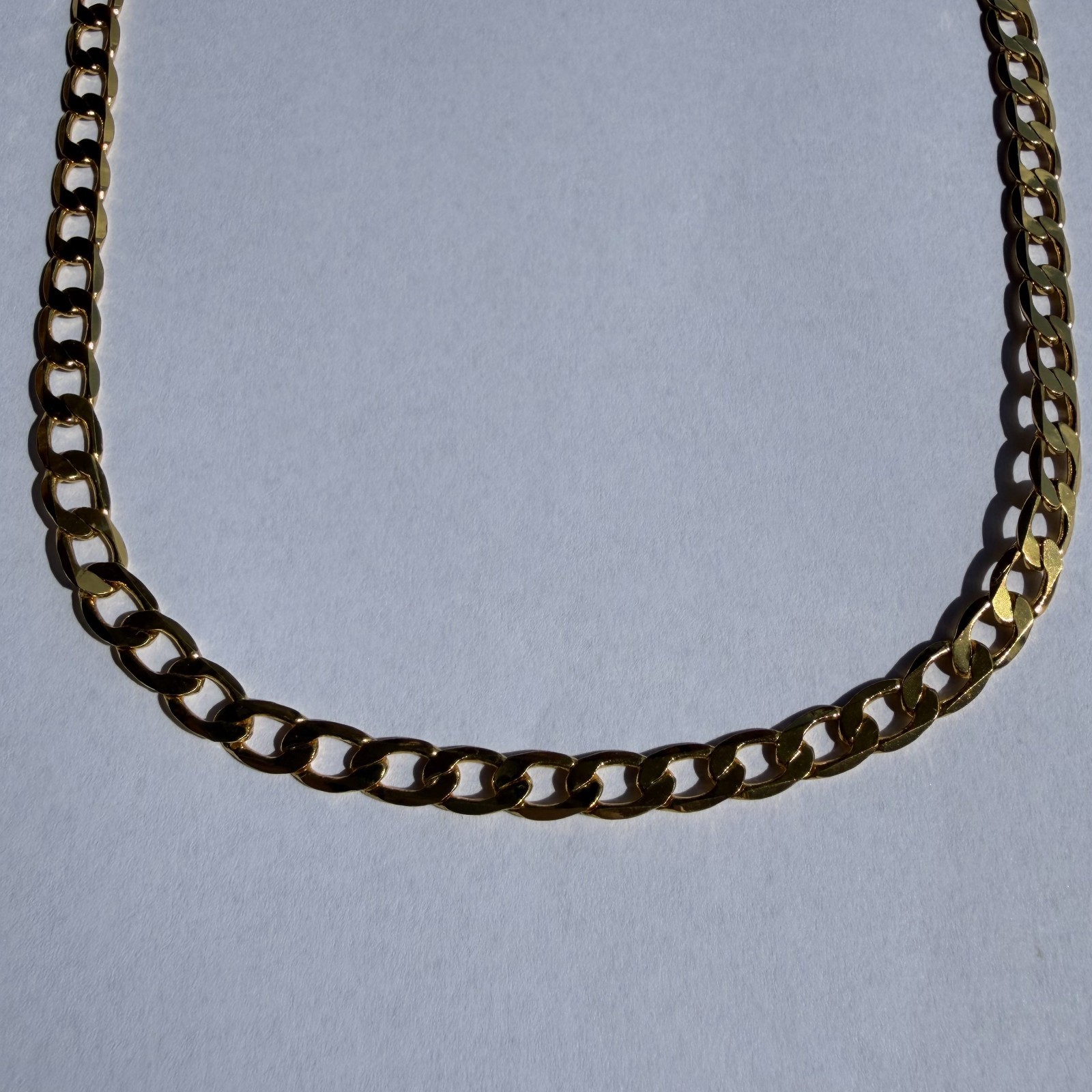 18K Gold Filled Flat Curb Link Chain Necklace 20″ Unisex Classic Layering Chain