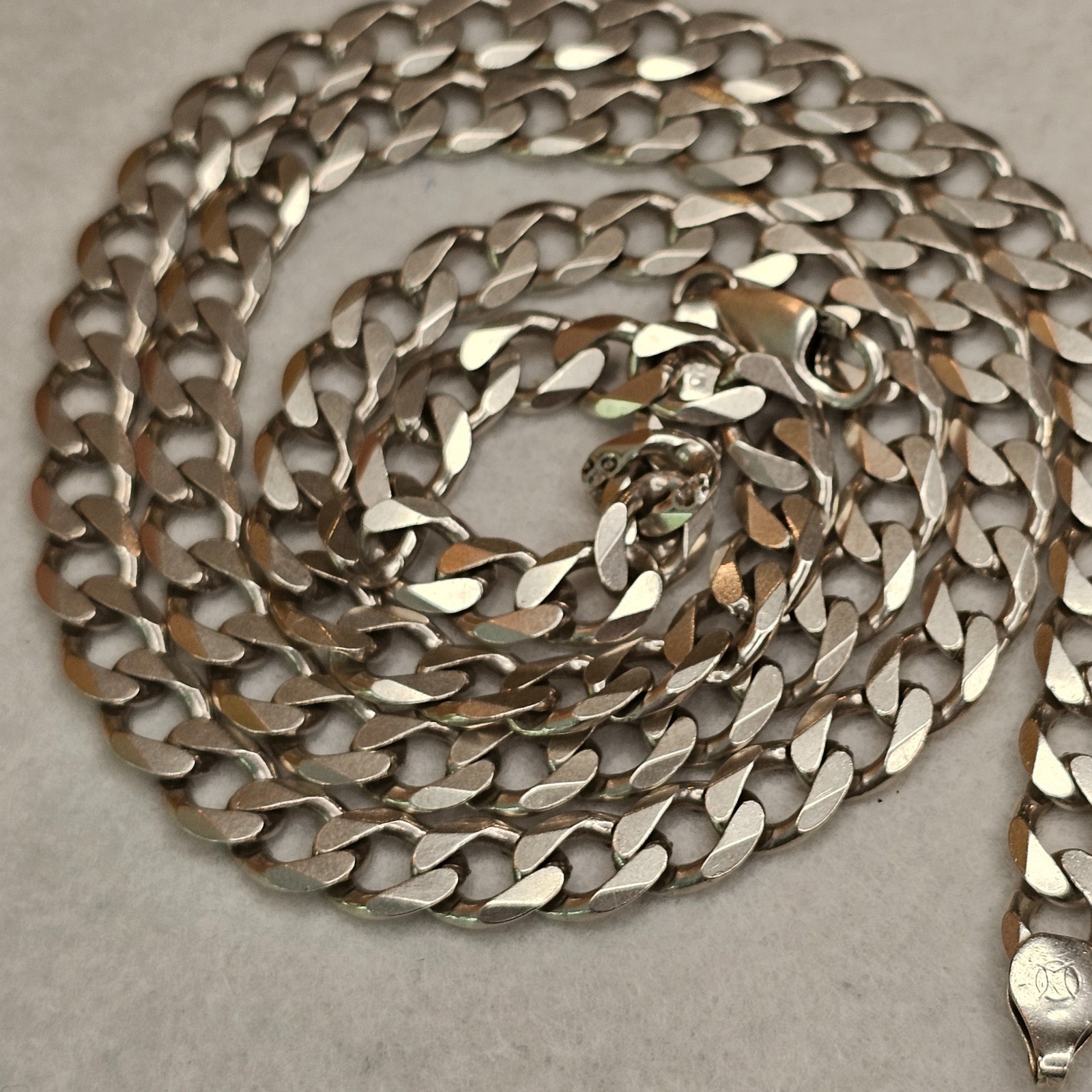Italian 925 Sterling Silver 24.5″ 7mm Reversible Cuban Curb Link Chain 40.7g