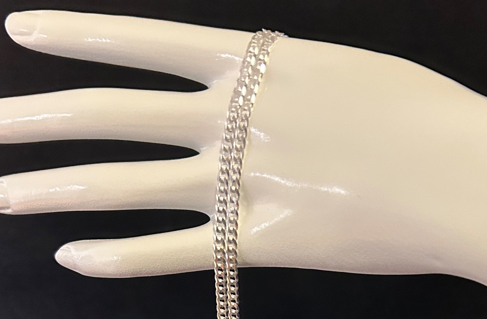 925 Sterling Silver Flat Curb Cuban Link Chain 20 Inch 3.0 mm New Made in Italy