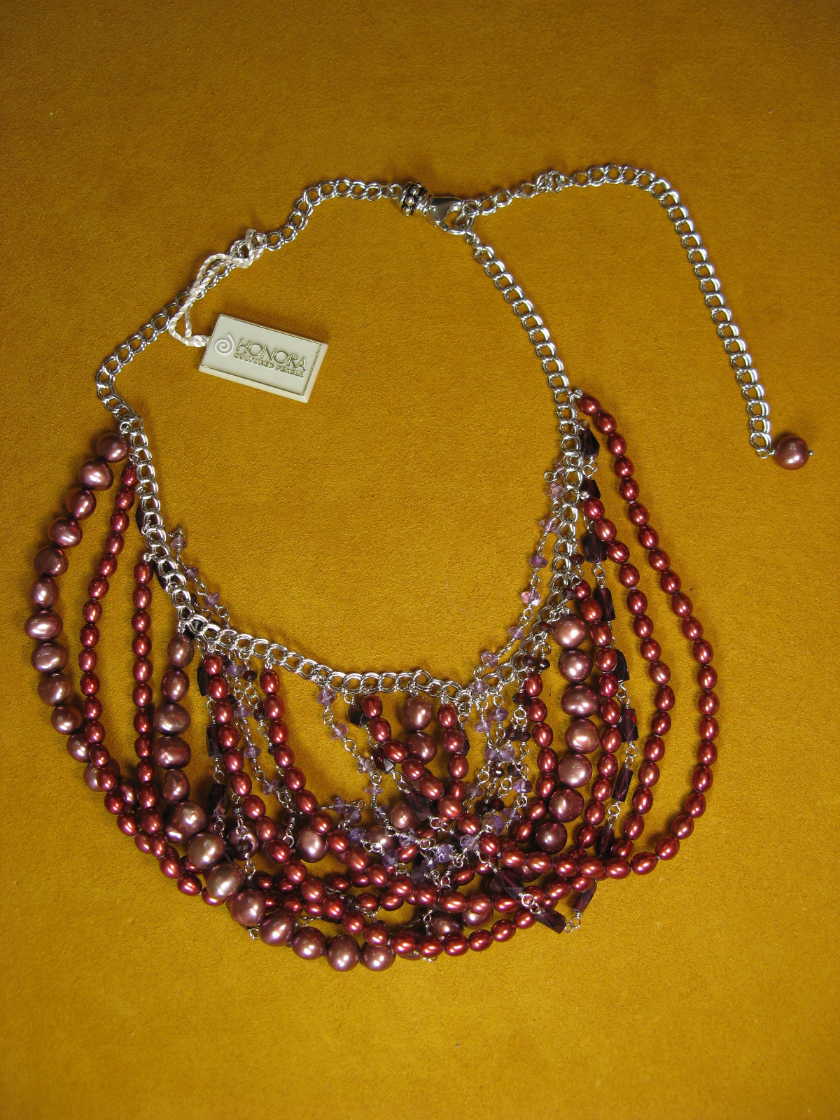 HONORA BIB PEARL NECKLACE STRAND STRING CHERRY RED COLLAR Gift Designer