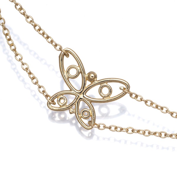 Auth UNOAERRE Necklace Butterfly 18K 750 Yellow Gold