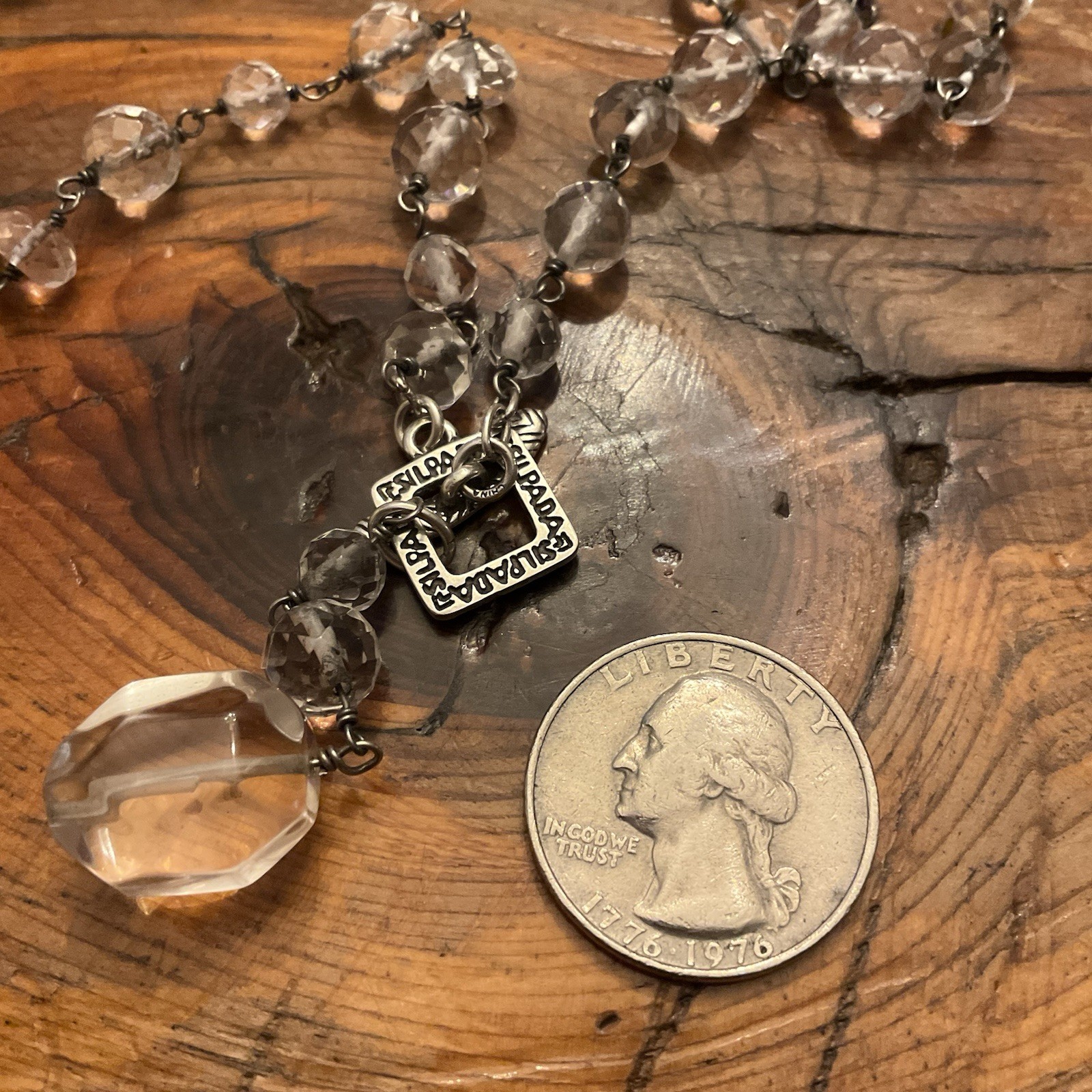 Retired Silpada N1503 Sterling Silver Glass Nugget Necklace Toggle Lariat Long