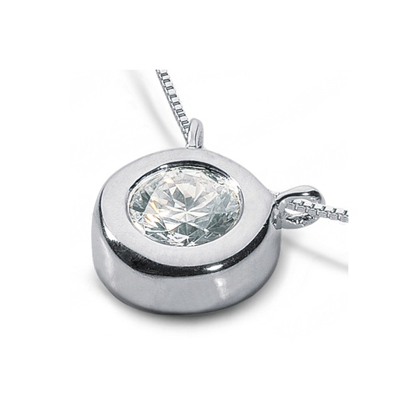 0.63ct D/SI2 Round Earth Mined Certified Diamond White Gold Solitaire Pendant