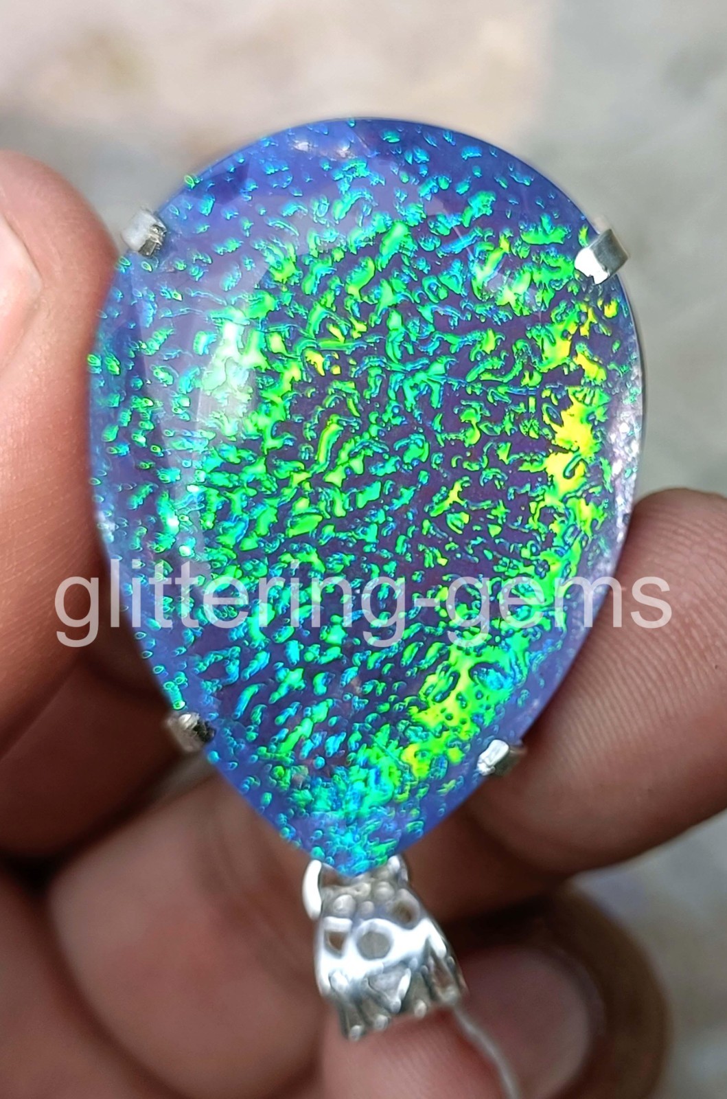 120.00 CT Natural Ammolite Pear Shape 925 Silver Pendant Free Chain IGL 6FHO