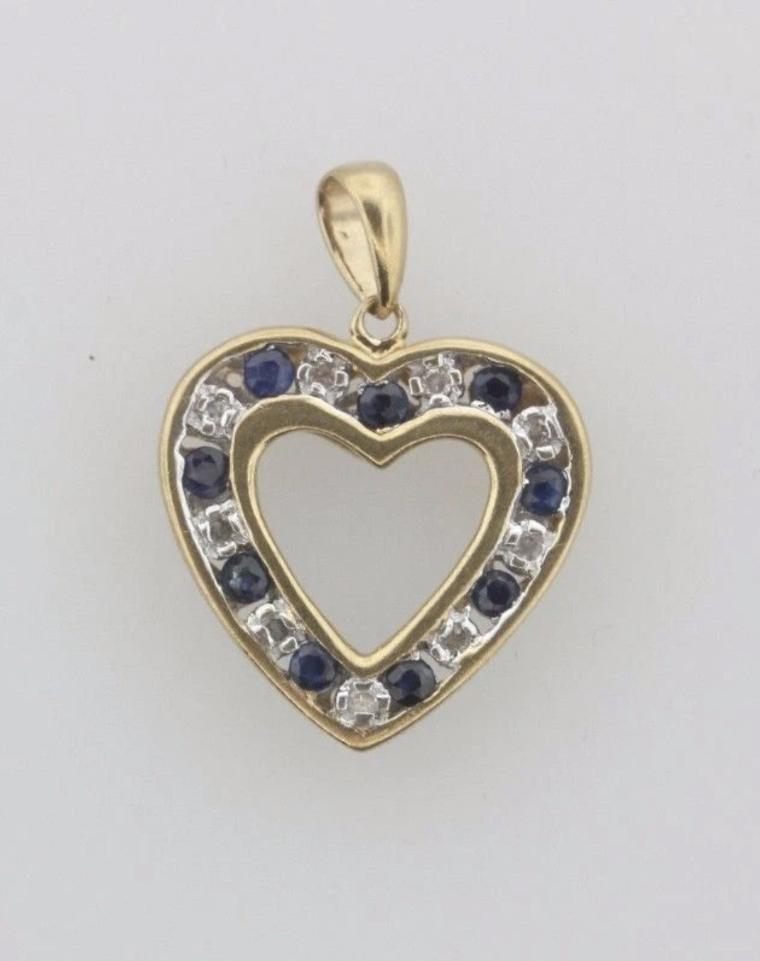 10K Gold “I Love You” Sapphires & Diamonds Heart Pendant Vintage Read!