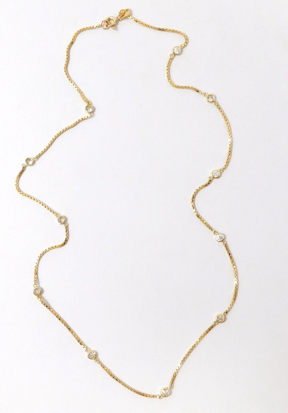 14 – 18 kt Yellow Gold Bezel Set DIAMOND By The Yard Princess Necklace 18″ B4984