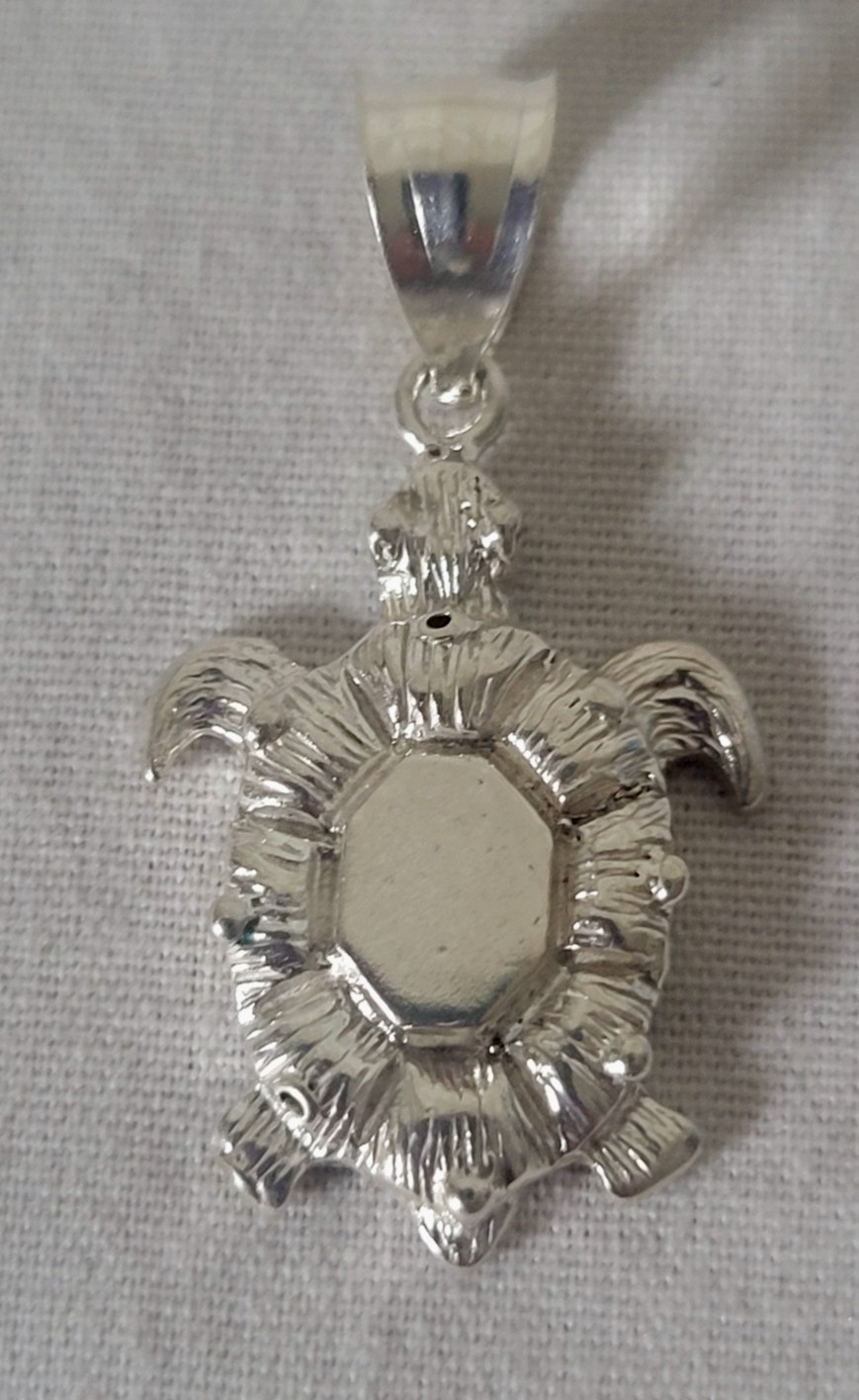 Solid Sterling Silver Turtle Pendant With 14K White Gold Overlay EXCELLENT