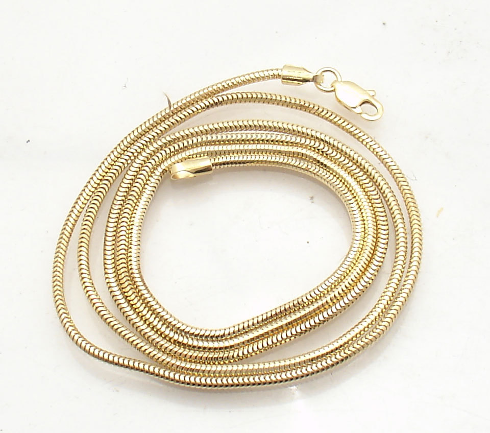 1.6mm Solid Round Snake Chain Necklace Real 14K Yellow Gold ALL LENGTHS