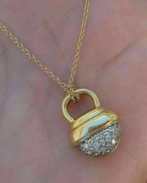 2Ct Round Cut Real Moissanite Women’s Charm Pendant 14K Yellow Gold Plated 18”