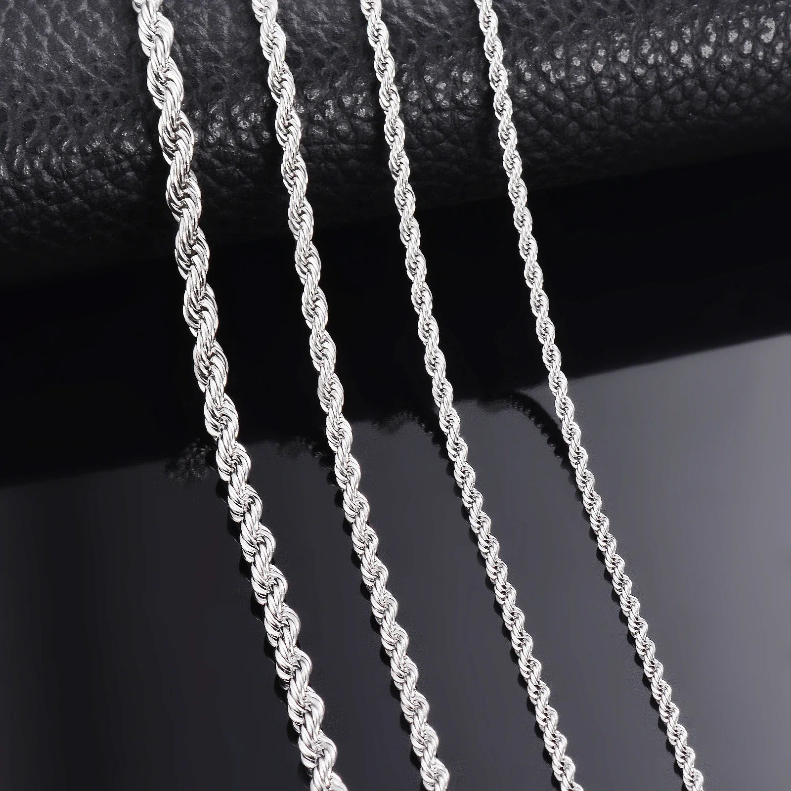 Italian Solid Sterling Silver Rope Link Chain Necklace 925 Silver Chain UNISEX