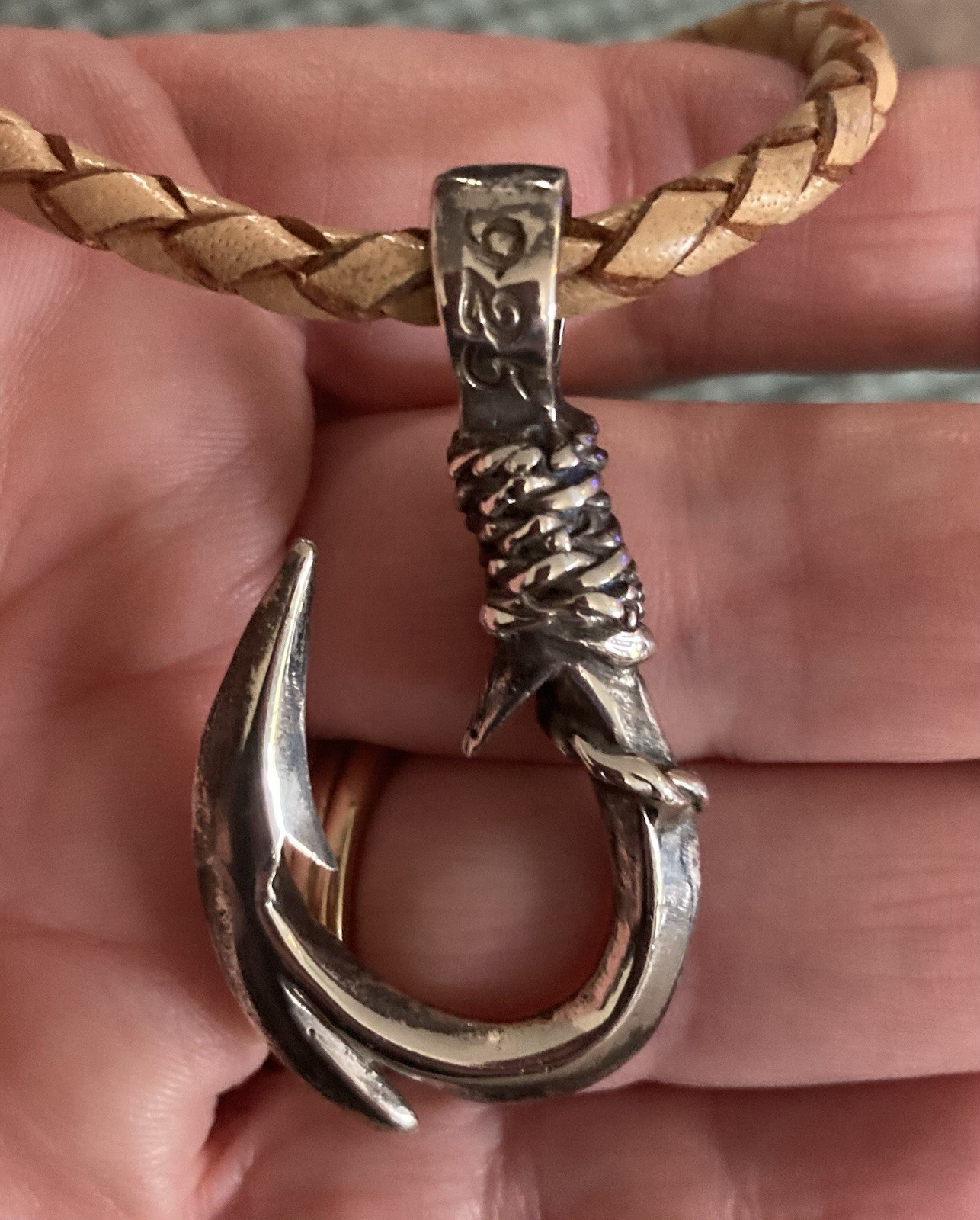 Hawaiian Makau FISH HOOK 925 Sterling Silver LG PENDANT 20” Necklace Unisex