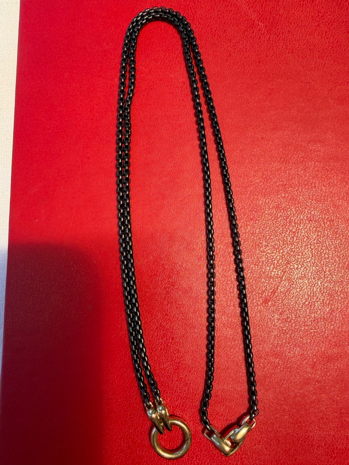 David Yurman 18K Clasp & Smooth Amulet on Stainless Steel Box Chain Necklace 26″