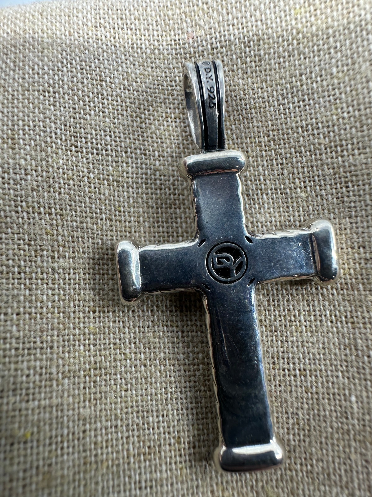 925 Silver David Yurman Chevron Cross with Diamonds