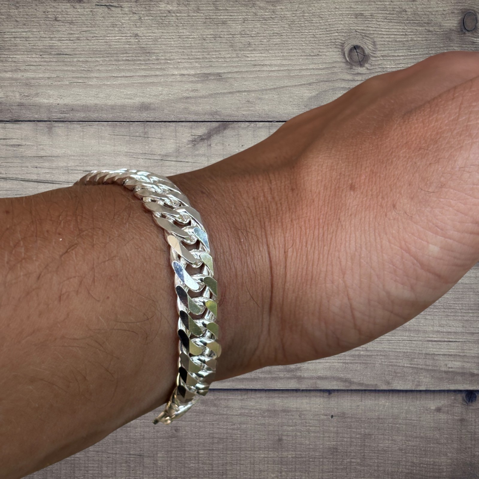 10mm Double Curb Link Bracelet – Real Solid 925 Sterling Silver MADE IN ITALY
