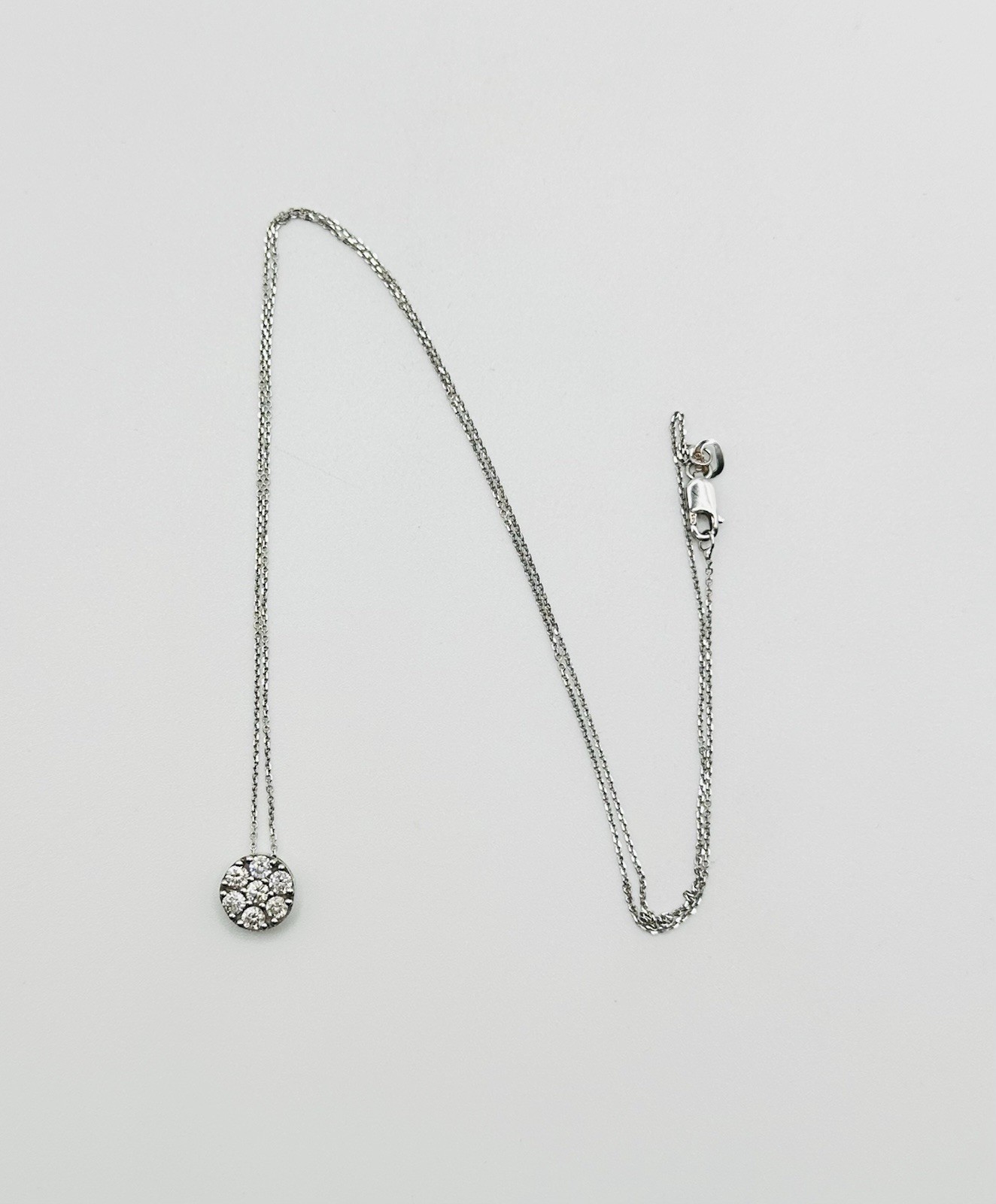 .33ctw Natural Diamond Round Cluster 8mm Pendant Necklace 14k White Gold 20”