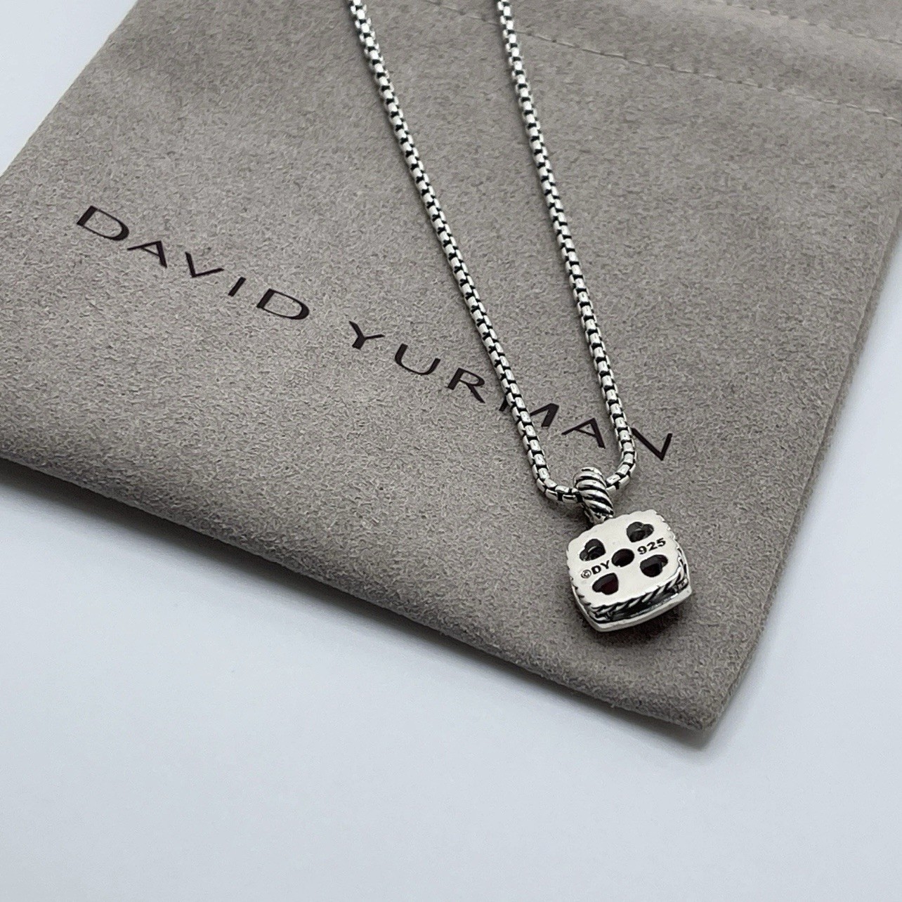 David Yurman Petite Albion Pendant Necklace Morganite & Diamonds 16-17′