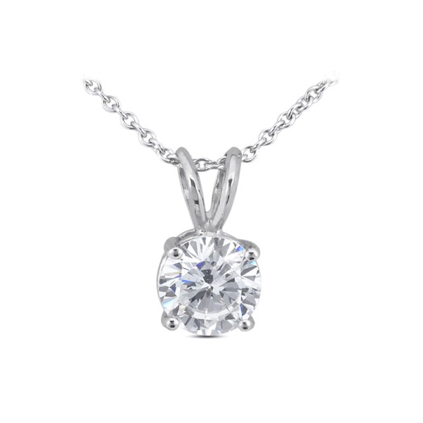 0.72ct E SI1 Round Natural Certified Diamond Platinum Classic Solitaire Pendant