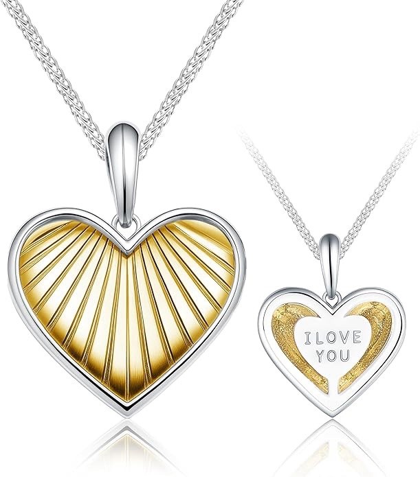 925 Solid Sterling Silver Heart Pendant Necklace