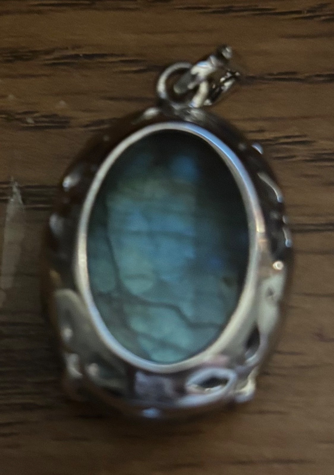 SI India Vintage 925 24mm Labradorite Hinge Clasp Pendant 10 g