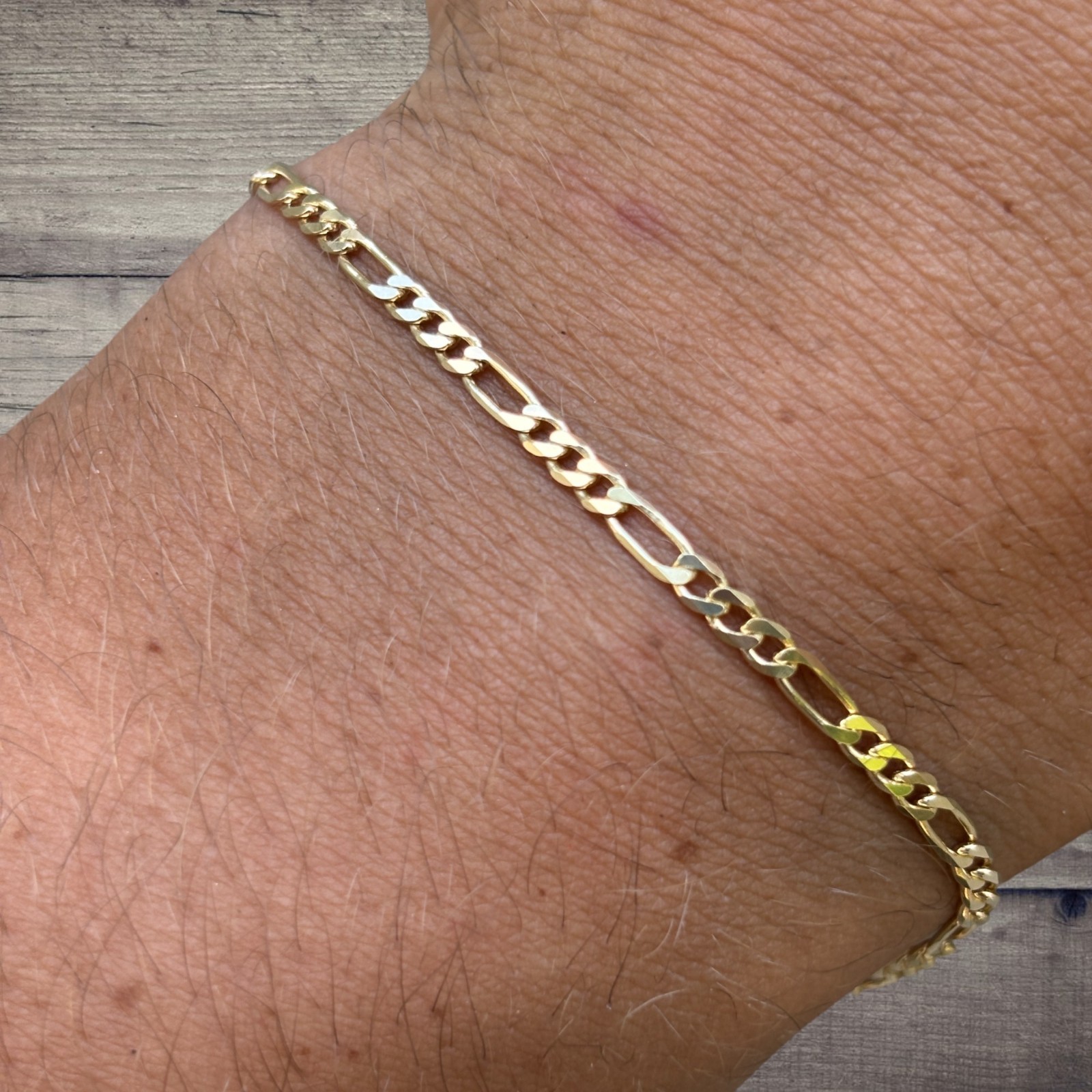 2.5mm Figaro Bracelet Link – Real Solid 925 Sterling Silver Or 14k Gold Vermeil