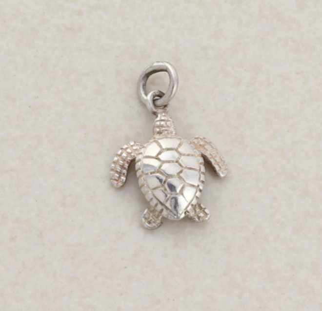 Sterling Silver Turtle Pendant or Charm Small Tiny 3/4″ x 1/2″ inch