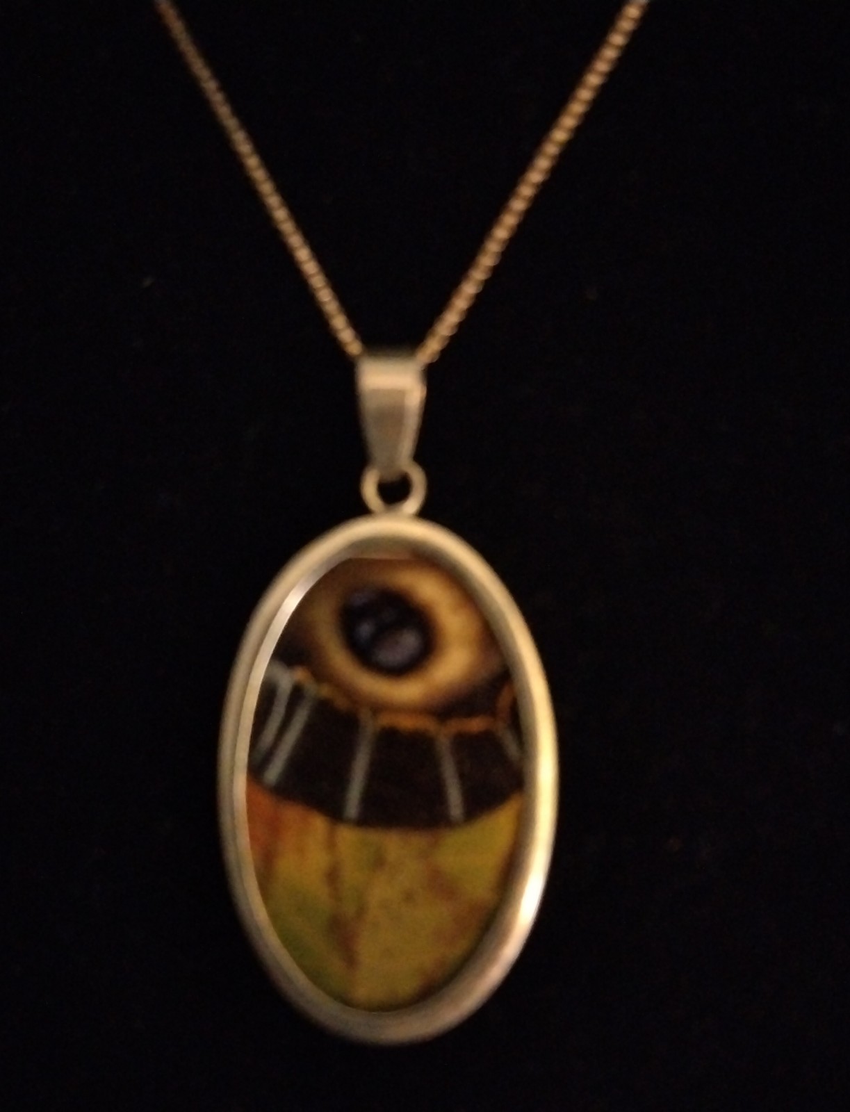 Vintage Reversible Butterfly Wing Pendant & Necklace Sterling Silver Italy 925