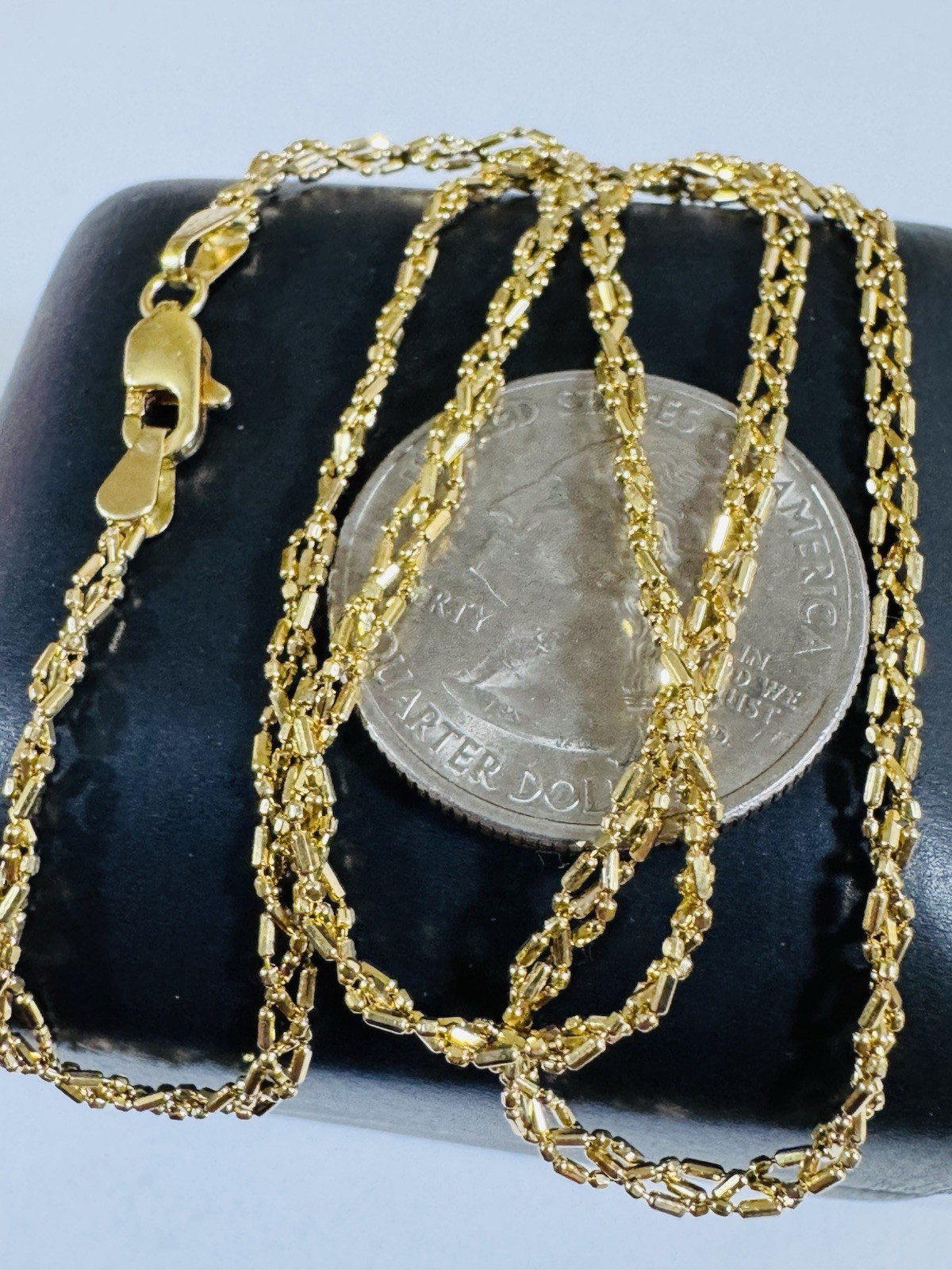 SOLID 18K 750 Gold Beads Chain Necklace 16”/16.5” Long 5.2g 2.5mm Choker WOMENS