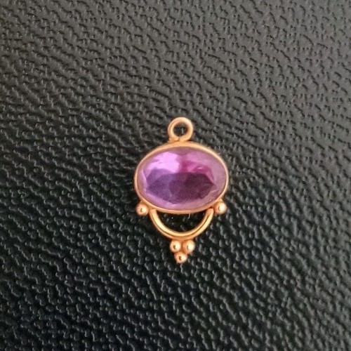Solid 18kt Gold Purple Amethyst Charm