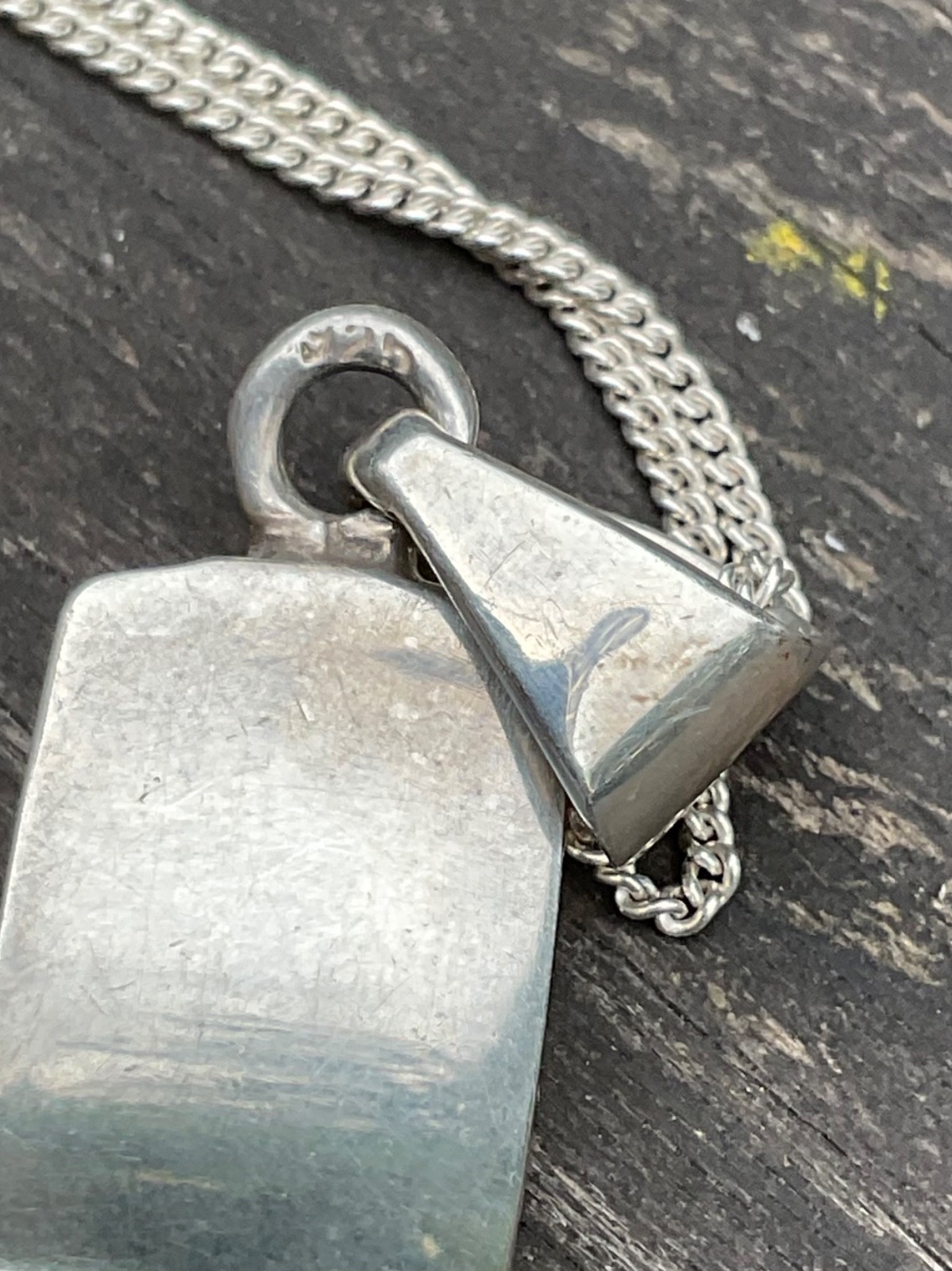 Sterling Silver Modernist Inlaid Baltic Milky Red Amber Pendant And Chain