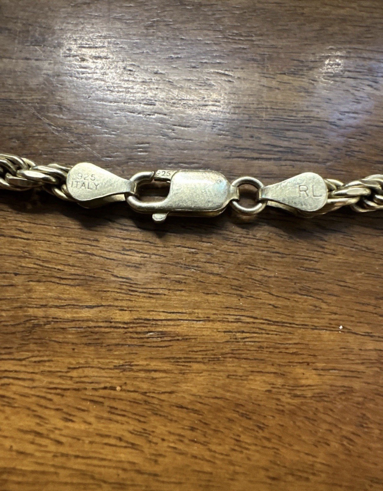 925 Sterling Silver Italian, Ralph Lauren Rope Chain Necklace, Lobster Clasp