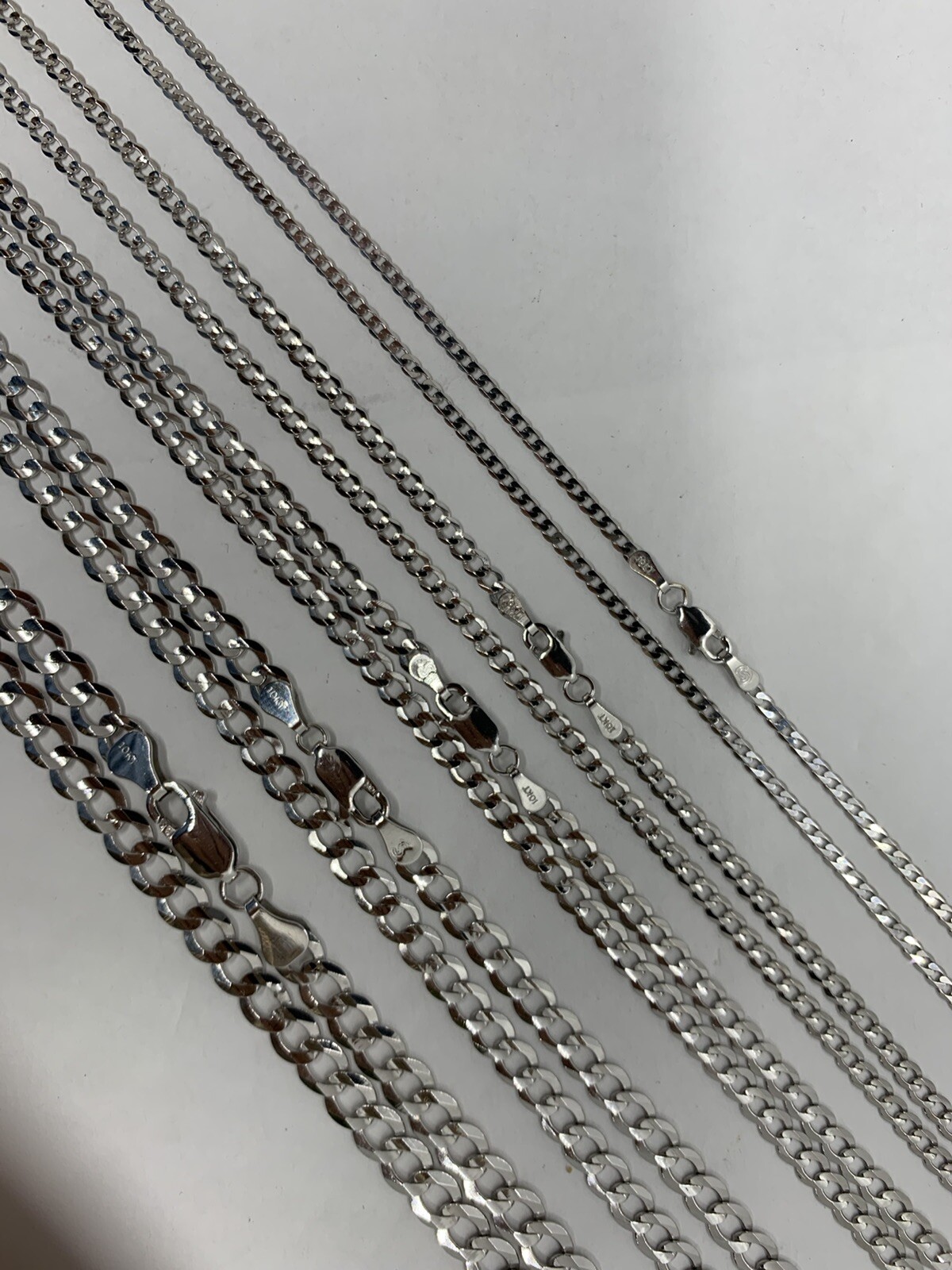 10K Solid White Gold Cuban Link Chain/Necklace Men’s/Women’s 2.2mm-5.7mm 16″-30″