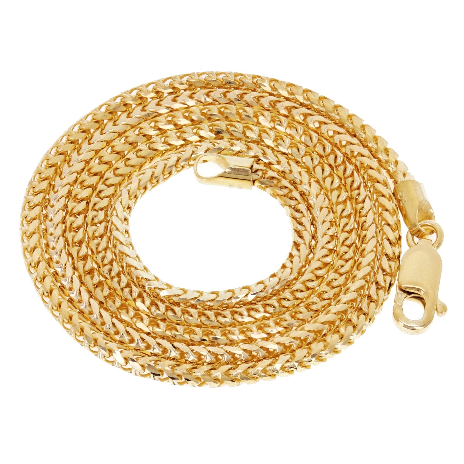 Italian 14k Yellow Gold Solid Diamond Cut Franco Chain Necklace 20″ 1.8mm 10gram
