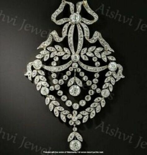 4.20Ct Diamond Antique Wedding Victorian Edwardian Pendant 14K White Gold Over