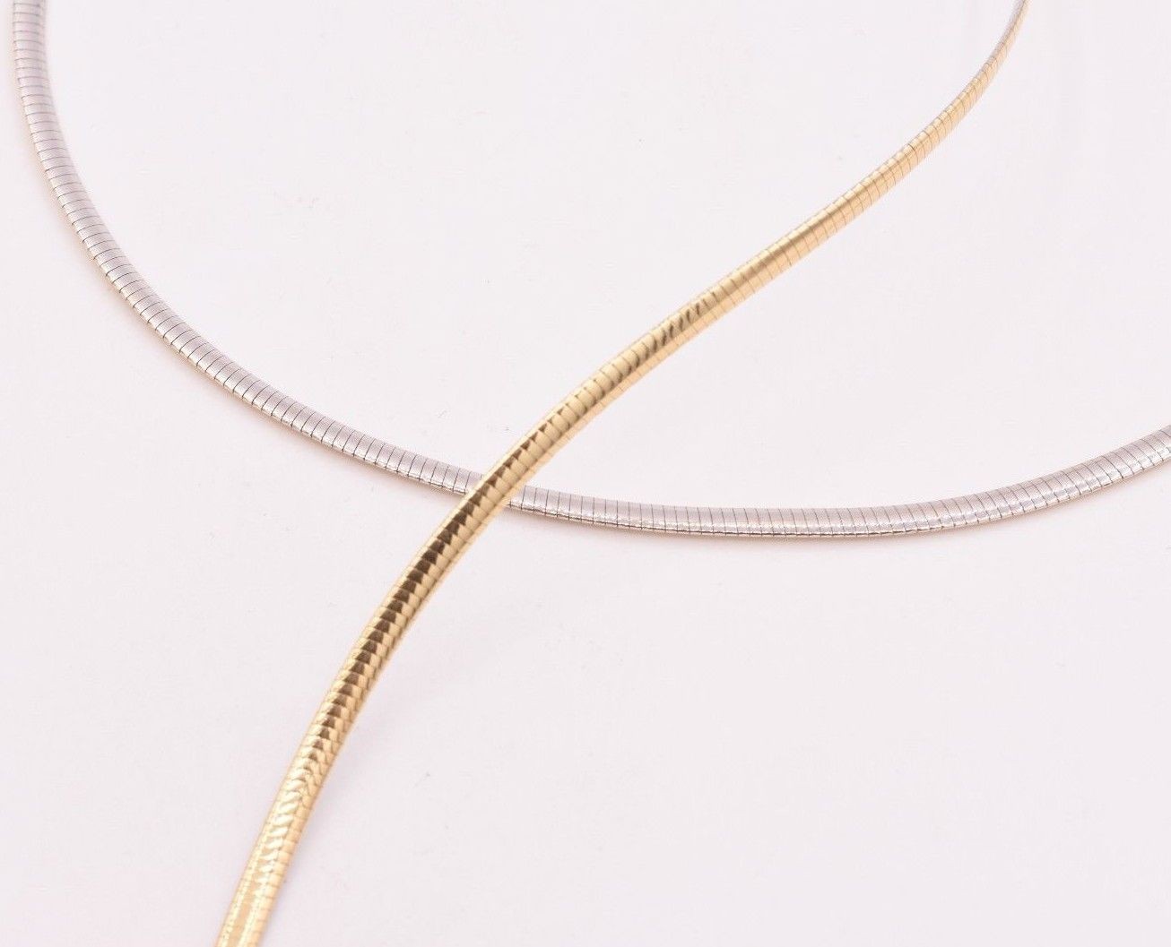 3mm Italian Reversible Omega Chain Necklace 14K Yellow Gold-Plated Silver 925