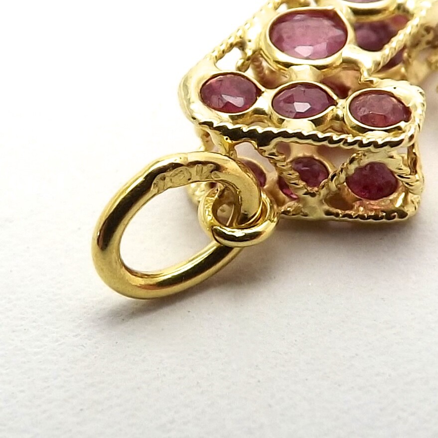 Solid 18k Gold Natural Ruby Number 1 Charm Pendant First Birthday Anniversary