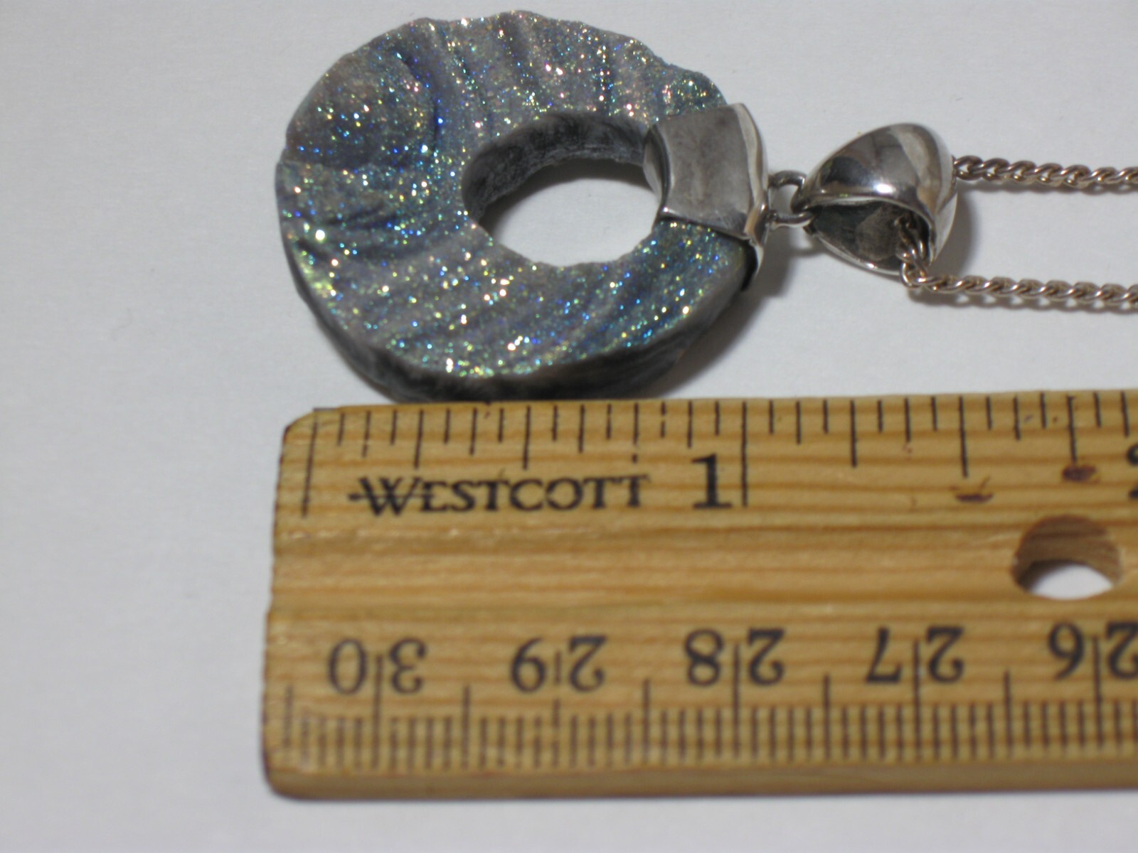 Reversible, Double Sided STARBORN Druzy Geode Quartz Pendant with Sterling Chain