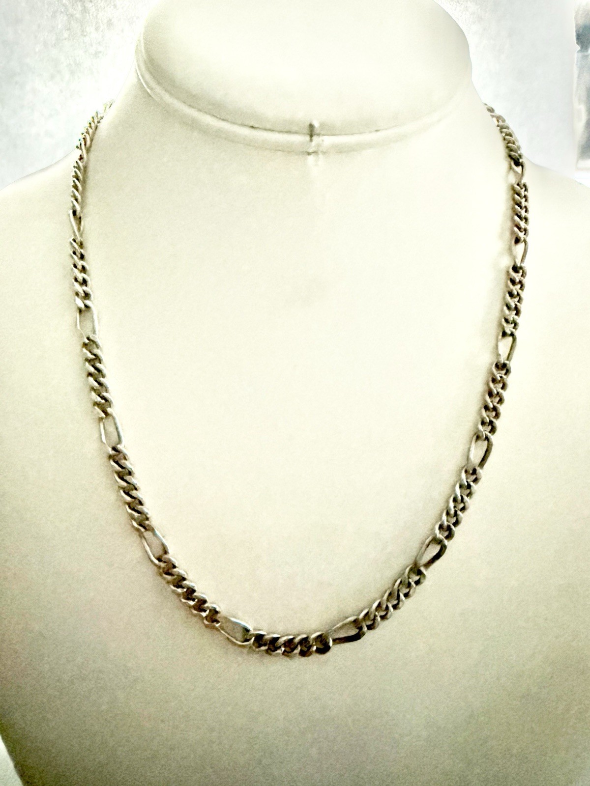 Vintage 925 Sterling Silver 18” FIGARO Chain With S Hook Clasp 19.85g